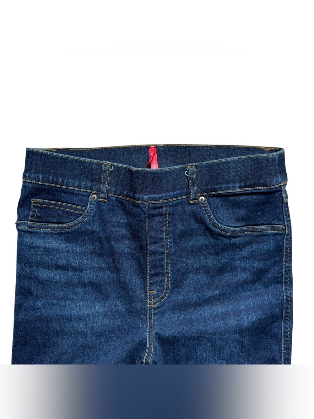 Spanx Pull On Flare Jeans Womens Medium Tall 
High Rise Dark Blue Stretch Fit - Picture 3 of 6